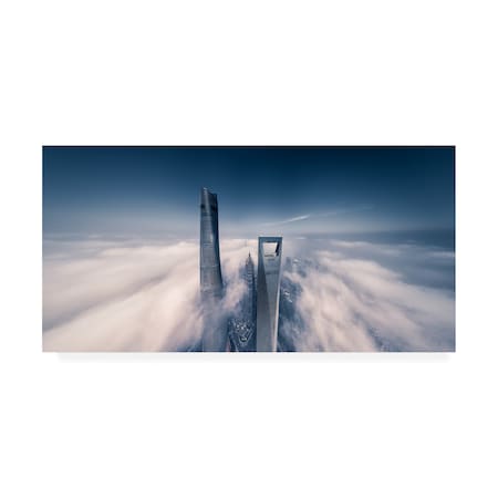 Vview Chen 'Shanghai Tower Cutting Through Clouds' Canvas Art,12x24